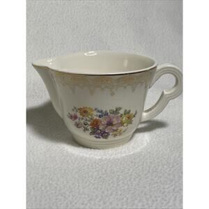 Vintage Alfred Meakin Creamer Pitcher- Floral Motif with Golden Rim